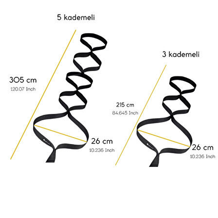 Kademeli Halatlı Barfiks Halkası Sarı Jimnastik Halkası Siyah Kayış (5 Kademeli)
